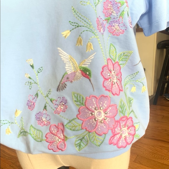 Vintage Alfred Dunner Blue floral Embroidery Top - Picture 2 of 5